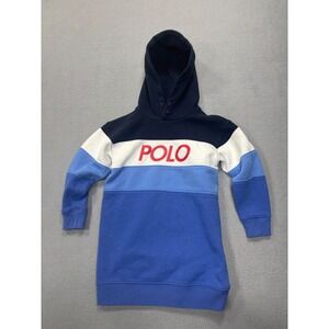 Polo Ralph Lauren Girls 4T Colorblock Hoodie Dress Blue White Navy Red Logo